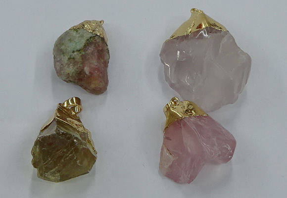 NGP8868 20*25mm - 30*40mm nuggets mixed quartz gemstone pendants