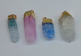 NGP8895 10*35mm - 20*45mm sticks crackle quartz pendants