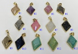 NGP9605 18*25mm faceted diamond plated druzy agate pendants