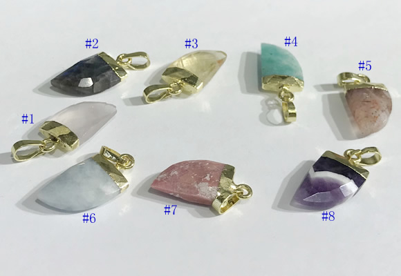 NGP9721 11*16mm horn-shaped  mixed gemstone pendants wholesale