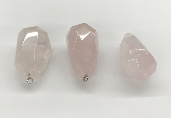 NGP9819 22*35mm - 25*40mm faceted nuggets rose quartz pendants