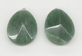 NGP9833 32*42mm - 35*45mm faceted nuggets green aventurine jade pendants