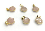 NGP9874 16mm faceted hexagon rose quartz pendant