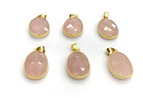 NGP9876 17*22mm faceted oval rose quartz pendant