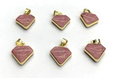 NGP9884 14*16mm faceted pink wooden jasper pendant