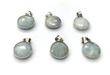 NGP9889 16mm faceted coin aquamarine pendant