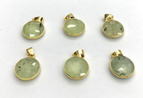 NGP9899 16mm faceted coin prehnite pendant