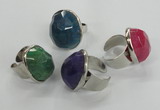 NGR05 18*25mm - 22*28mm faceted nuggets agate gemstone rings