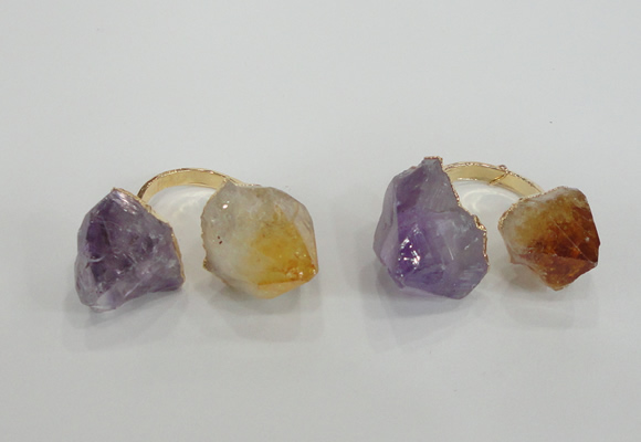 NGR102 13*18mm - 15*20mm faceted nuggets amethyst & citrine rings