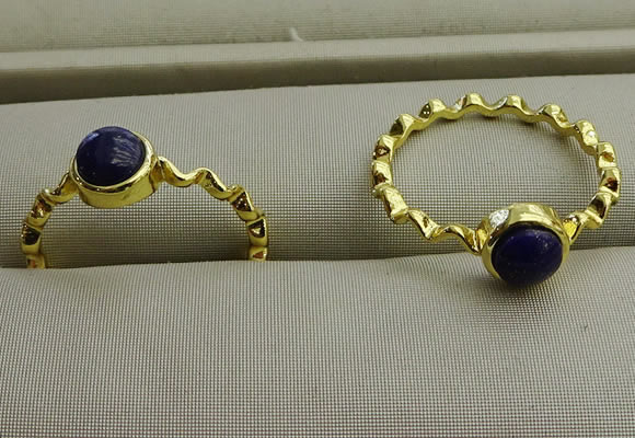 NGR1061 4mm coin lapis lazuli gemstone rings wholesale