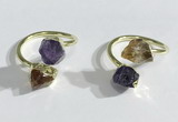 NGR1081 8*10mm - 10*12mm faceted nuggets Citrine & amethyst rings