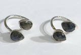 NGR1091 8*10mm faceted flat droplet labradorite rings wholesale