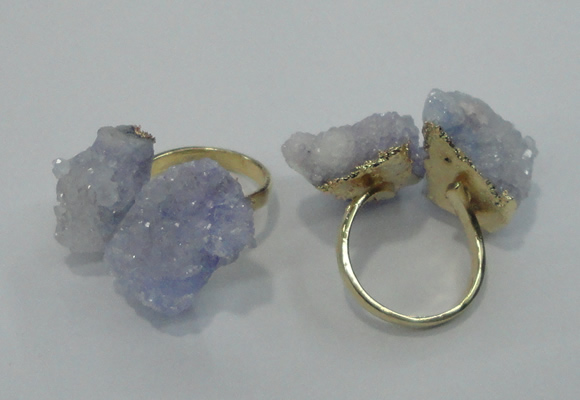 NGR11 15*20mm - 20*25mm nuggets plated druzy quartz rings