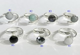 NGR1101 10mm faceted coin  mixed gemstone rings wholesale