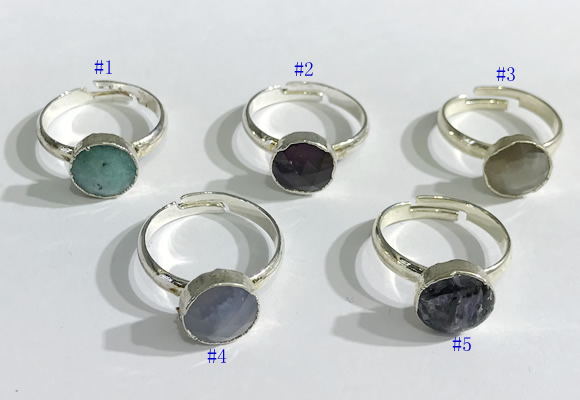 NGR1103 10mm faceted coin  mixed gemstone rings wholesale