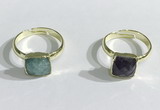 NGR1104 10mm faceted square  mixed gemstone rings wholesale