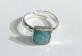 NGR1105 10mm faceted square  amazonite gemstone rings wholesale