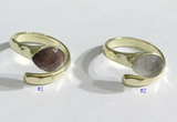 NGR1106 8*10mm faceted flat droplet  mixed gemstone rings wholesale