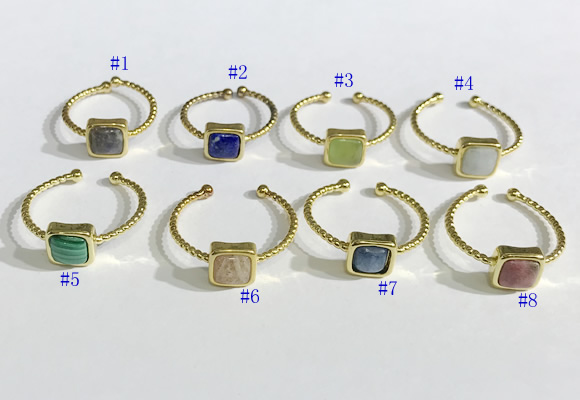 NGR1113 8mm square  mixed gemstone rings wholesale