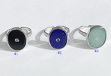 NGR1125 14*17mm oval mixed gemstone rings wholesale