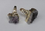 NGR113 18*35mm - 22*40mm faceted nuggets druzy amethyst rings