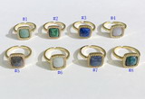 NGR1132 12mm square mixed gemstone gemstone rings wholesale