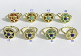 NGR1135 14mm flat round mixed gemstone gemstone rings wholesale