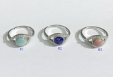 NGR1137 7mm flat round mixed gemstone gemstone rings wholesale