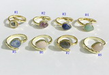 NGR1143 8*10mm faceted flat droplet mixed gemstone rings wholesale