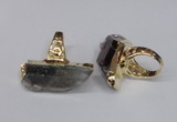 NGR116 15*35mm - 18*40mm faceted nuggets smoky quartz rings