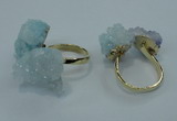 NGR12 15*20mm - 20*25mm nuggets plated druzy quartz rings