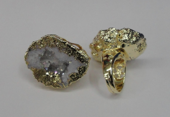 NGR125 30*40mm - 35*45mm freeform plated druzy quartz rings