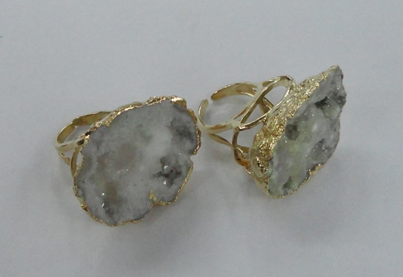 NGR127 30*35mm - 35*40mm freeform plated druzy quartz rings