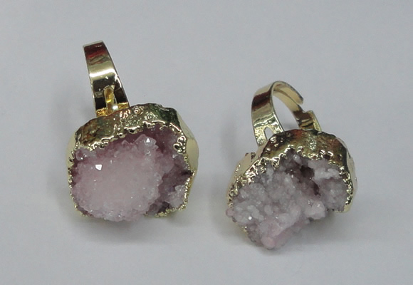 NGR130 18*25mm - 20*25mm freeform plated druzy quartz rings