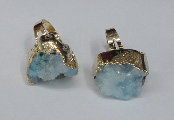 NGR132 18*25mm - 20*25mm freeform plated druzy quartz rings