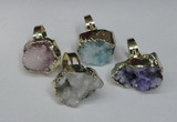 NGR133 18*25mm - 20*25mm freeform plated druzy quartz rings