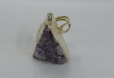 NGR137 25*30mm triangle plated druzy amethyst rings wholesale