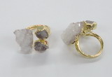 NGR148 8*10mm - 15*20mm nuggets druzy quartz rings wholesale