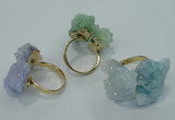 NGR15 15*20mm - 20*25mm nuggets plated druzy quartz rings