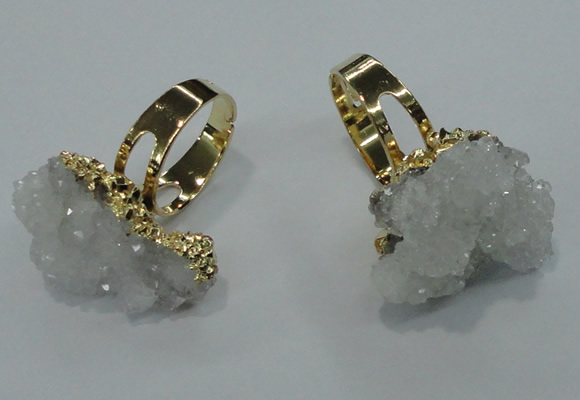 NGR17 18*25mm - 25*30mm nuggets plated druzy quartz rings