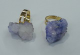 NGR18 18*25mm - 25*30mm nuggets plated druzy quartz rings