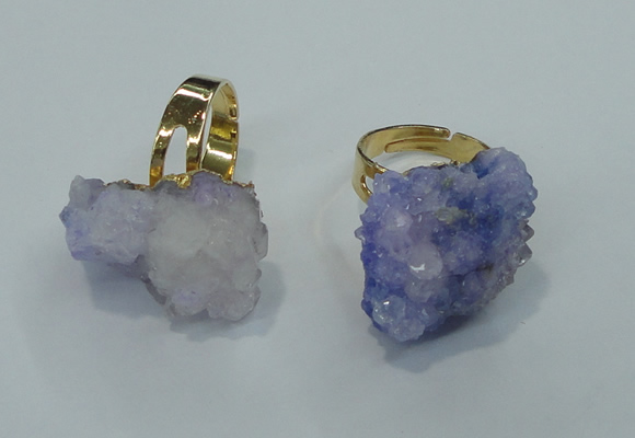 NGR18 18*25mm - 25*30mm nuggets plated druzy quartz rings