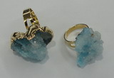 NGR19 18*25mm - 25*30mm nuggets plated druzy quartz rings