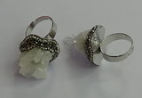 NGR2003 25mm flower druzy quartz rings wholesale