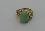 NGR2008 10*15mm faceted oval green aventurine gemstone rings