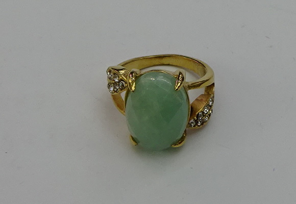 NGR2008 10*15mm faceted oval green aventurine gemstone rings