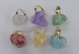 NGR21 18*25mm - 25*30mm nuggets plated druzy quartz rings