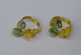 NGR212 5*8mm - 6*10mm freeform druzy agate & peridot rings wholesale