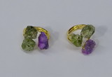 NGR213 5*8mm - 6*10mm freeform druzy agate & peridot rings wholesale