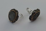 NGR2130 22*28mm - 22*30mm flower plated druzy agate rings